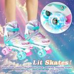 Adjustable Kids Roller Skates for Girls and Boys Ages 3-5 5-8 8-12, All 8 Wheels of Girl's Skates Shine, Safe and Fun Illuminating for Outdoor Indoor Sports (Blue & Purple, Small-Little Kid (10C-13C))