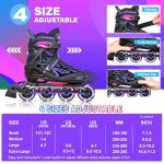 2pm Sports Vinal Girls Adjustable Inline Skates with Light up Wheels Beginner Skates Fun Illuminating Roller Skates for Kids Boys and Ladies - Violet Medium(1Y-4Y US)