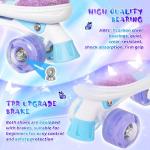 MammyGol Kids Roller Skates for Girls or Boys, 4 Size Adjustable Roller Skates for Little Kid with Beautiful Butterflies, Beginner Kids Light up Roller Quad Skates Indoor Outdoor (Purple)