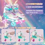 Adjustable Kids Roller Skates for Girls and Boys Ages 3-5 5-8 8-12, All 8 Wheels of Girl's Skates Shine, Safe and Fun Illuminating for Outdoor Indoor Sports (Blue & Purple, Small-Little Kid (10C-13C))