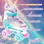 Adjustable Kids Roller Skates for Girls and Boys Ages 3-5 5-8 8-12, All 8 Wheels of Girl's Skates Shine, Safe and Fun Illuminating for Outdoor Indoor Sports (Blue & Purple, Small-Little Kid (10C-13C))