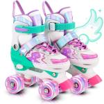 Pliimona Star Wing Roller Skates for Toddlers & Kids - 4 Size Adjustable Light Up Patines para Niñas, Battery-Free All Illuminating Wheels, Ideal Gift for Girls Ages 3-12