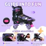 LEVYTEMP Roller Skates for Boys Girls Kids, 4 Size Adjustable Quad Skates with All Light Up Wheels for Beginners Indoor Outdoor Sports