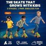 Adjustable Easy Training Inline Rollerskates - Beginner-Friendly Quad-Style 4 Wheel Inline Roller Skates Training for Kids, Toddler, and Children (Green)