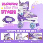 PAPAISON Adjustable Roller Skates for Girls Illuminating Wheels, Kids Toddler Rollerskates Ages 4-6 5-8 8-12