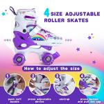 SHDSL Girls Roller Skates for Kids Beginners, Adjustable Roller Skates with All Light Up Wheels, Roller Skate for Girls Shine Fun Illuminating Roller Skate for Boys Beginners patines para niñas