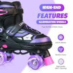LEVYTEMP Roller Skates for Boys Girls Kids, 4 Size Adjustable Quad Skates with All Light Up Wheels for Beginners Indoor Outdoor Sports