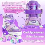 PAPAISON Adjustable Roller Skates for Girls Illuminating Wheels, Kids Toddler Rollerskates Ages 4-6 5-8 8-12