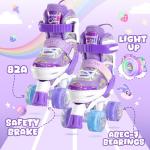 PAPAISON Adjustable Roller Skates for Girls Illuminating Wheels, Kids Toddler Rollerskates Ages 4-6 5-8 8-12