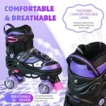 LEVYTEMP Roller Skates for Boys Girls Kids, 4 Size Adjustable Quad Skates with All Light Up Wheels for Beginners Indoor Outdoor Sports