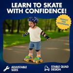 Adjustable Easy Training Inline Rollerskates - Beginner-Friendly Quad-Style 4 Wheel Inline Roller Skates Training for Kids, Toddler, and Children (Green)