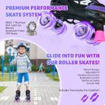 LEVYTEMP Roller Skates for Boys Girls Kids, 4 Size Adjustable Quad Skates with All Light Up Wheels for Beginners Indoor Outdoor Sports