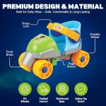 Adjustable Easy Training Inline Rollerskates - Beginner-Friendly Quad-Style 4 Wheel Inline Roller Skates Training for Kids, Toddler, and Children (Green)