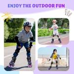 LEVYTEMP Roller Skates for Boys Girls Kids, 4 Size Adjustable Quad Skates with All Light Up Wheels for Beginners Indoor Outdoor Sports