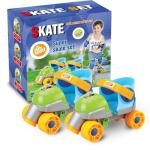 Adjustable Easy Training Inline Rollerskates - Beginner-Friendly Quad-Style 4 Wheel Inline Roller Skates Training for Kids, Toddler, and Children (Green)