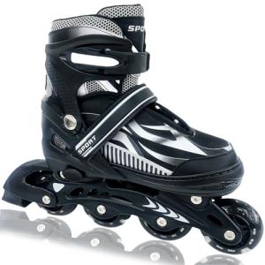 Adjustable Inline Skates for Kids and Teens Ages 4-16, All 8 Wheels of Inline Roller Skates Light Up, Safe and Fun Illuminating for Outdoor Indoor Sports
