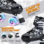 Kuxuan Skates Boys and Girls Camo Adjustable Roller Skates with Light up Wheels, Fun Illuminating Rollerskate for Kids Girls Youth