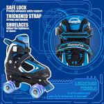 MammyGol Roller Skates for Boys Girls, 4 Sizes Adjustable Quad Skates for Kids with All Light up Wheels, Full Protection for Toddler's Indoor and Outdoor Play Blue Size 10C 11C 12C 13C