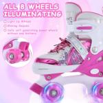 TOMSHOO Girls Roller Skates for Kids Child Beginners 4 Size Adjustable Roller Skate with Light up Wheels Fun Illuminating Skates for Toddlers Patines para niñas (Large - Youth (3.5-6))