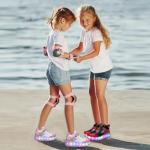 HHSTS Kids Shoes with Wheels LED Light Color Shoes Shiny Roller Skates Skate Shoes Simple Kids Gifts Boys Girls Best Gift for Party Birthday Christmas Day(6 Big Kid, White Pink)