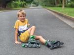 MammyGol Adjustable Inline Skates for Boys Girls Kids Youth with Light up Wheels, Green Beginner Blades Roller Skates for Boys Size 1 2 3 4 Ages 6-12