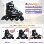 Adjustable Inline Skates for Kids and Teens Ages 4-16, All 8 Wheels of Inline Roller Skates Light Up, Safe and Fun Illuminating for Outdoor Indoor Sports