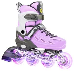 SUPER YOUNGSTER Adjustable Inline Skates for Boys Girls Ages 4-12 with Light Up Wheels, Roller Skates Blades for Youth Kids Indoor & Outdoor Beginners