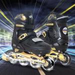MammyGol Inline Skates for Boys and Girls Youth, 4 Size Adjustable Roller Skates with PU Flashing Wheels, Aggressive Inline Skates High Performance for Kids Age 6-12, Gold Black