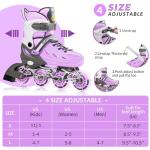 SUPER YOUNGSTER Adjustable Inline Skates for Boys Girls Ages 4-12 with Light Up Wheels, Roller Skates Blades for Youth Kids Indoor & Outdoor Beginners
