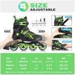 2PM SPORTS Torinx Boys Adjustable Inline Skates, Fun Beginner Roller Skates for Kids, Youth, Girls, Men and Women (Green, Medium - Big Kid (1-4 US))