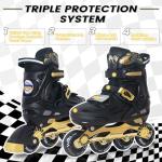 MammyGol Inline Skates for Boys and Girls Youth, 4 Size Adjustable Roller Skates with PU Flashing Wheels, Aggressive Inline Skates High Performance for Kids Age 6-12, Gold Black