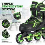 2PM SPORTS Torinx Boys Adjustable Inline Skates, Fun Beginner Roller Skates for Kids, Youth, Girls, Men and Women (Green, Medium - Big Kid (1-4 US))
