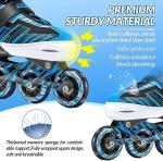 ECOO Adjustable Inline Skates Boys and Girls with Light up Wheels，Roller Skates for Kids Ages 4-12, Teen Skates for Beginner Outdoor and Indoor (Blue, Large-Youth（3-6 US）)