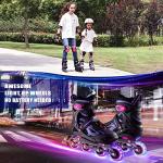 2PM SPORTS Vinal Girls Adjustable Inline Skates with Light up Wheels Beginner Skates Fun Illuminating Roller Skates for Kids Boys and Ladies… (Violet & Magenta, Large - Youth (4Y-7Y US))