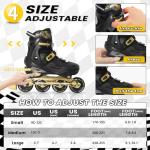 MammyGol Inline Skates for Boys and Girls Youth, 4 Size Adjustable Roller Skates with PU Flashing Wheels, Aggressive Inline Skates High Performance for Kids Age 6-12, Gold Black