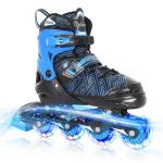 Nattork Adjustable Inline Skates for Youth Big Boys - with Light up Wheels - Blue Blade Roller Skating for Beginners Size 5 6 7 8 Ages 11 12 13 14 15