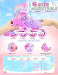 2PM SPORTS Kids Inline Skates Girls Ages 5-8 8-12 4-6 6-12 10-14 with Light Up Wheels, Adjustable Kids Blades Roller Skates for Girls Beginner Youth Outdoor Size 11C 1 2 3 4 5 6 7 8 Pink Butterfly