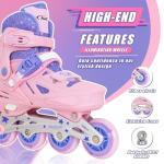 Nattork Inline Skates for Girls and Boys Kids, 4 Sizes Adjustable Inline Skates with Light up Wheels, Illuminating Beginner Roller Skates for Kids & Adult Youth Teal Age 10-12 Size 5 6 7 8