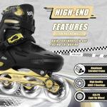 Kids Inline Skates Cool Racing Car Decorations Blades Roller for Boys Girls- Golden for Teenagers Youth Age 7 8 9 10 - Adjustable All Light up Wheels Indoor Outdoor Birthday Gift for Son and Grandson