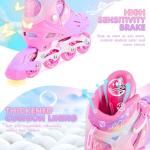 2PM SPORTS Kids Inline Skates Girls Ages 5-8 8-12 4-6 6-12 10-14 with Light Up Wheels, Adjustable Kids Blades Roller Skates for Girls Beginner Youth Outdoor Size 11C 1 2 3 4 5 6 7 8 Pink Butterfly