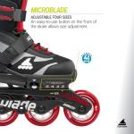Rollerblade Microblade Kid's Adjustable Fitness Inline Skate, Black/Red, Junior, Youth Performance Inline Skates