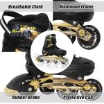 Kids Inline Skates Cool Racing Car Decorations Blades Roller for Boys Girls- Golden for Teenagers Youth Age 7 8 9 10 - Adjustable All Light up Wheels Indoor Outdoor Birthday Gift for Son and Grandson