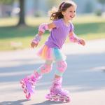 2PM SPORTS Kids Inline Skates Girls Ages 5-8 8-12 4-6 6-12 10-14 with Light Up Wheels, Adjustable Kids Blades Roller Skates for Girls Beginner Youth Outdoor Size 11C 1 2 3 4 5 6 7 8 Pink Butterfly