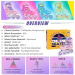 Nattork Inline Skates for Girls and Boys Kids, 4 Sizes Adjustable Inline Skates with Light up Wheels, Illuminating Beginner Roller Skates for Kids & Adult Youth Teal Age 10-12 Size 5 6 7 8