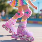 2PM SPORTS Kids Inline Skates Girls Ages 5-8 8-12 4-6 6-12 10-14 with Light Up Wheels, Adjustable Kids Blades Roller Skates for Girls Beginner Youth Outdoor Size 11C 1 2 3 4 5 6 7 8 Pink Butterfly