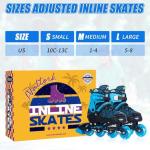 Nattork Adjustable Inline Skates for Youth Big Boys - with Light up Wheels - Blue Blade Roller Skating for Beginners Size 5 6 7 8 Ages 11 12 13 14 15