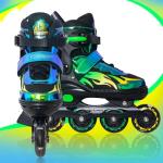 Nattork Adjustable Inline Skates for Kids and Teens, Indoor and Outdoor Blades Roller Skates with 8 Light Up Wheels for Boys Girls Aged 6-12, Adult Women Beginners Aurora Green