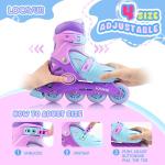 LOCAVUN Adjustable Light up Inline Skates for Kids, Better Protection Hard Shell Fitness Skates for Girls and Boys (Purple, Medium - (US 13C-3Y))