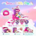 SULIFEEL Rainbow Unicorn Inline Skates for Girls Boys 4 Size Adjustable Light up Wheels Skates for Kids Beginner Pink Medium