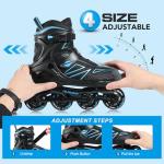 PAPAISON Boys Inline Skates Ages 5-8 8-12, Adjustable Size Beginner Roller Skates Blades for Kids Youth (Blue, Medium - Big Kid (1-4 US))